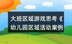 大班区域游戏计划,区域游戏计划与实践探索